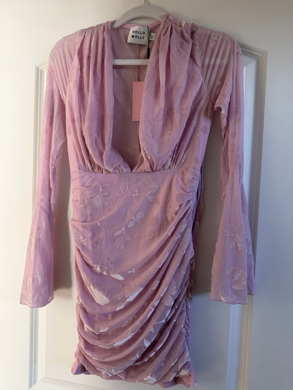 Hello Molly Lilac Floral Drape Long-Sleeve Dress